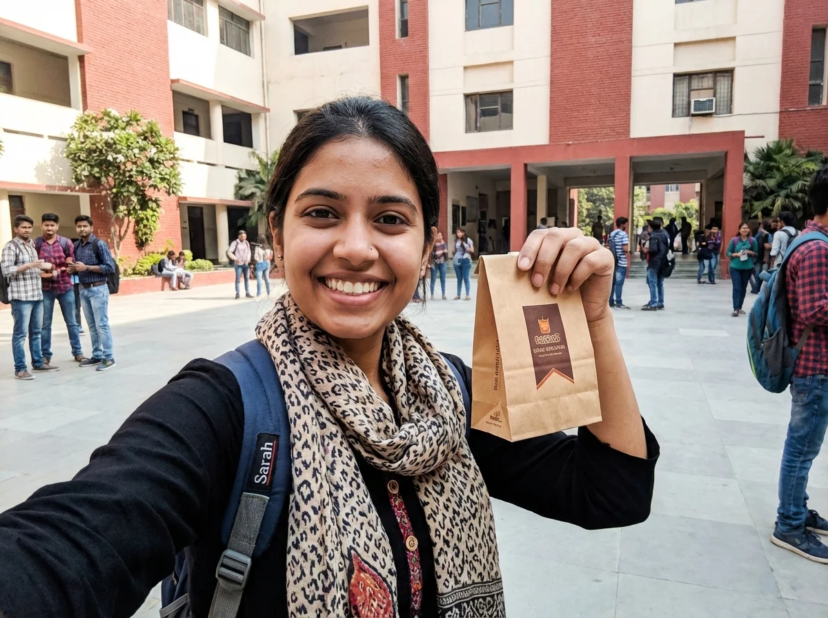 Portrait of happy customer Sarah