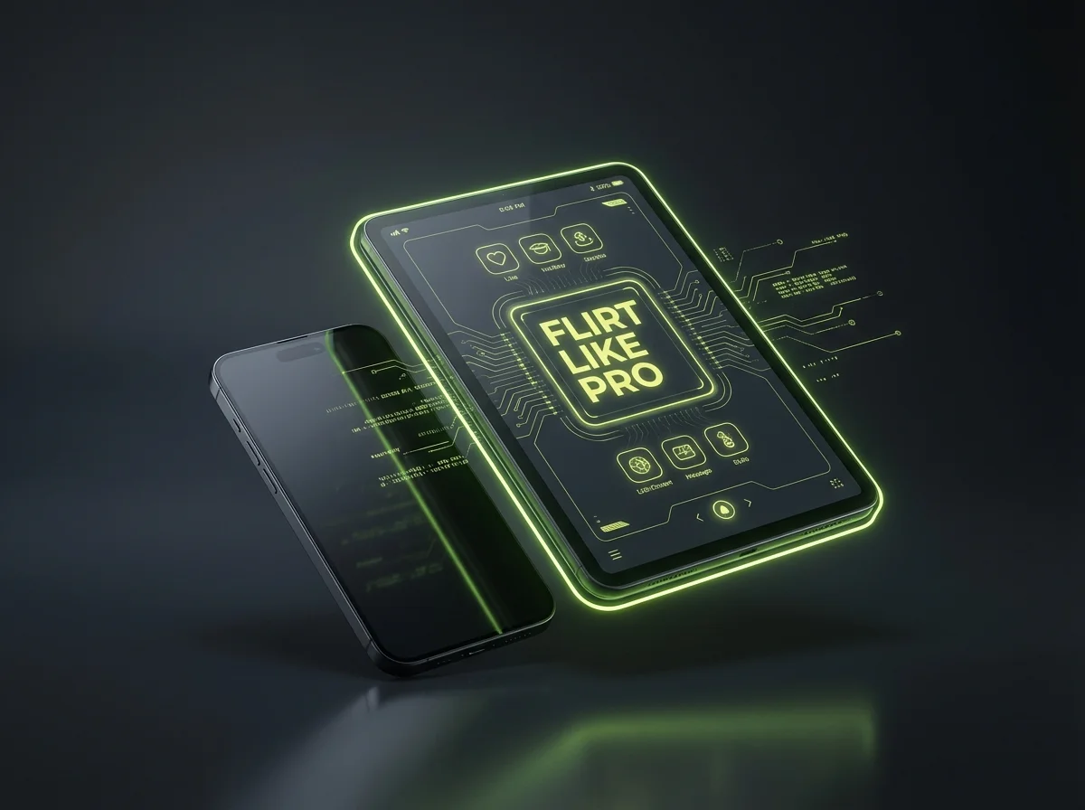 Flirt Like Pro digital bundle including the guide and AI practice tool on modern devices