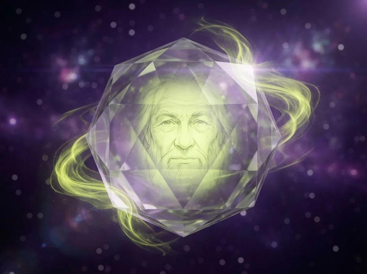 A mystical glowing crystal ball showing a glimpse of a soulmate sketch, symbolizing clarity and trust.